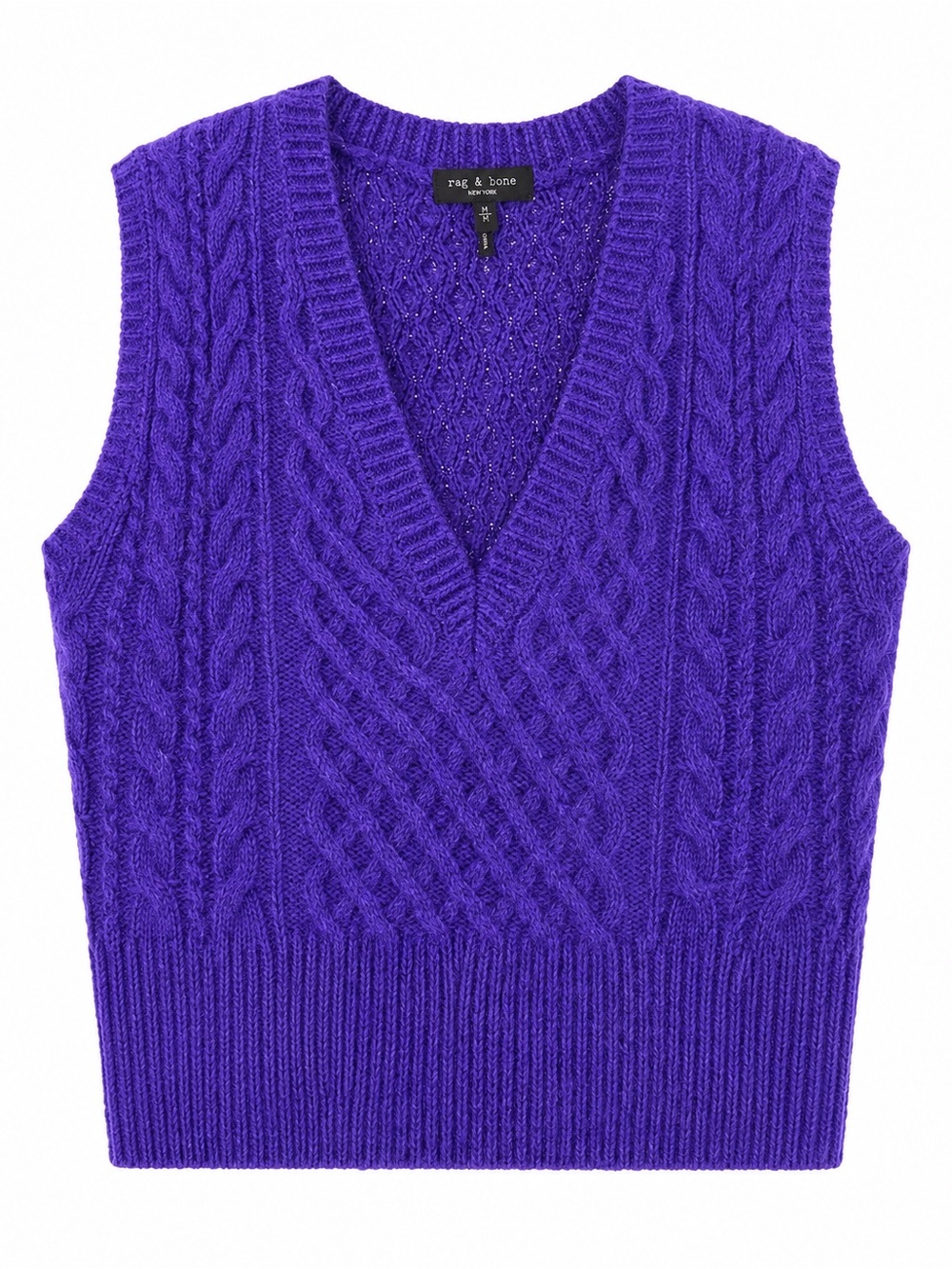 rag & bone Purple Cable Knit V-Neck Sweater Vest